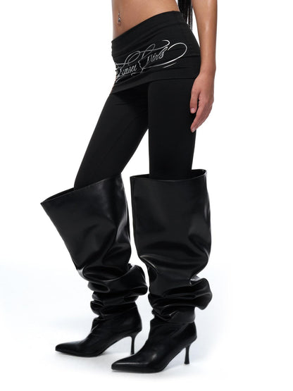 JYOSEI High Stretch Panelled Euro Skinny Natural Waist Elastic Women Daily Black Pants