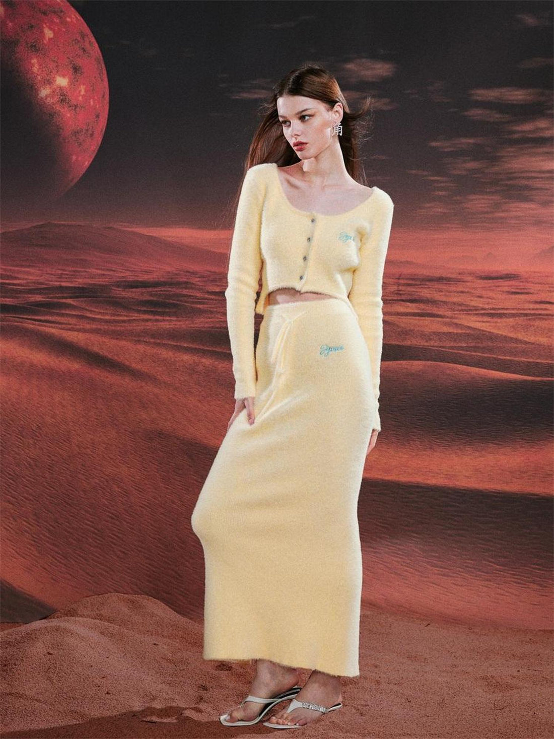 JYOSEI JYOSEI Soft Mink Like Two Piece Set With Back Slit