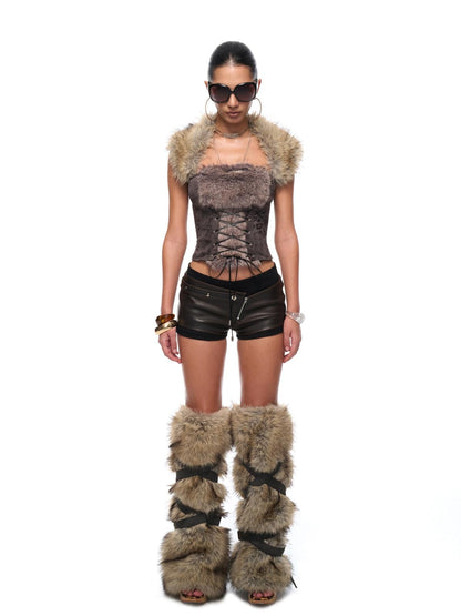 JYOSEI Jacquard Patchwork Slim Fit Cropped Set Urban Printed Dark Gray Tank Tops