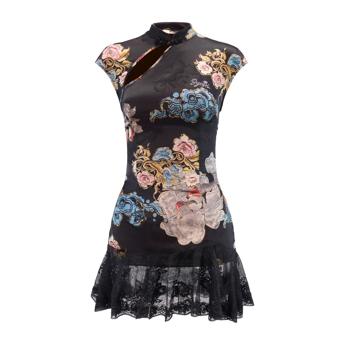 JYOSEI_Lace_Hem_Cutout_Cheongsam_Women&