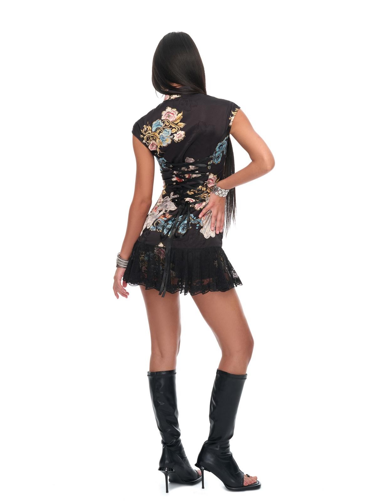 JYOSEI Lace Hem Cutout Cheongsam Women&