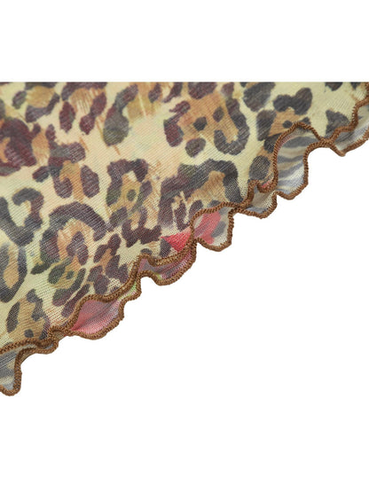 JYOSEI Leopard Floral Print V-neck Slim Cropped Women&