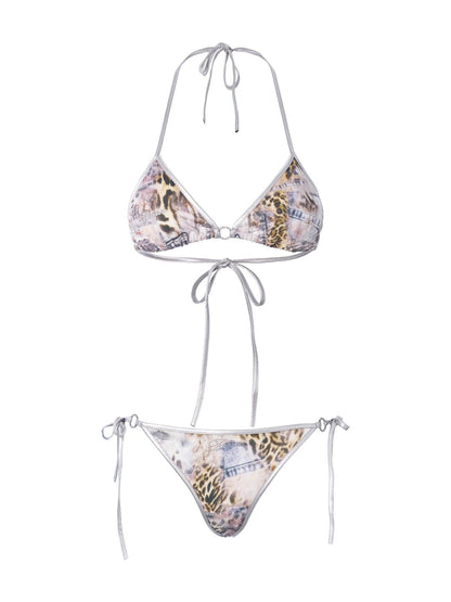 JYOSEI Leopard Original Character Colorblock Tie Women&