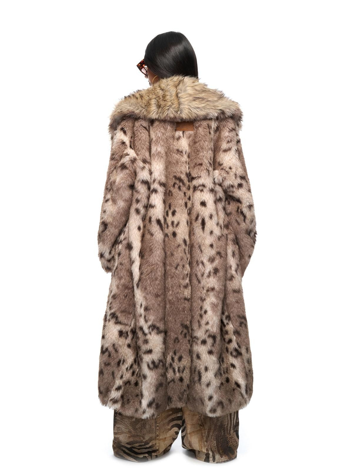 JYOSEI Leopard Patchwork Contrast Pocketed Long Loose Women&