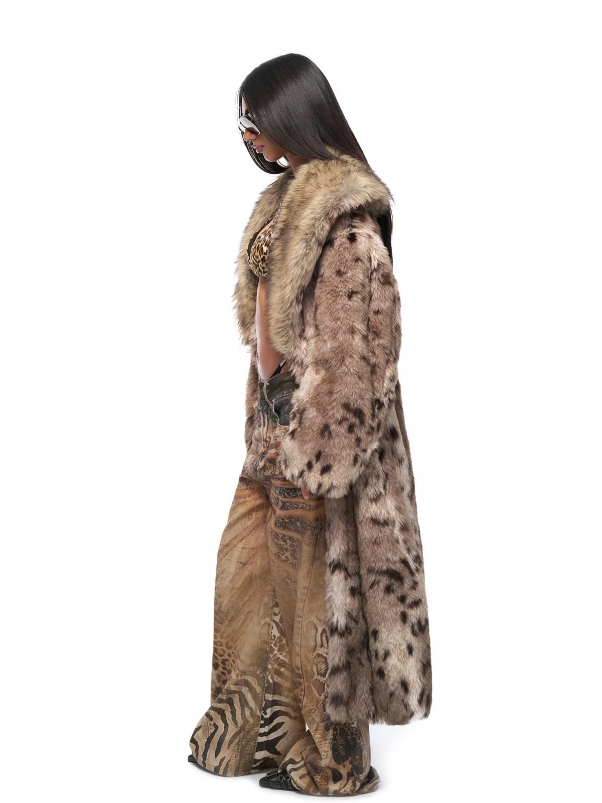 JYOSEI Leopard Patchwork Contrast Pocketed Long Loose Women&