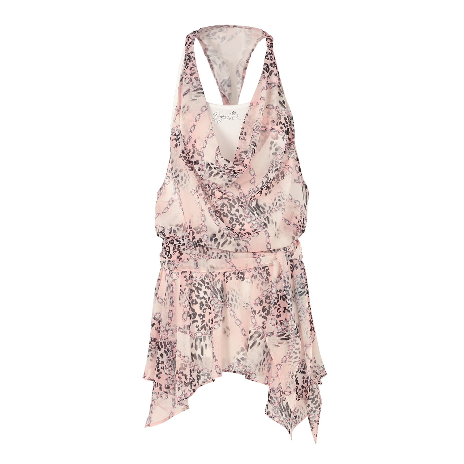 JYOSEI_Leopard_Print_Chiffon_Halter_Tie_Waist_Asymmetric_Women&