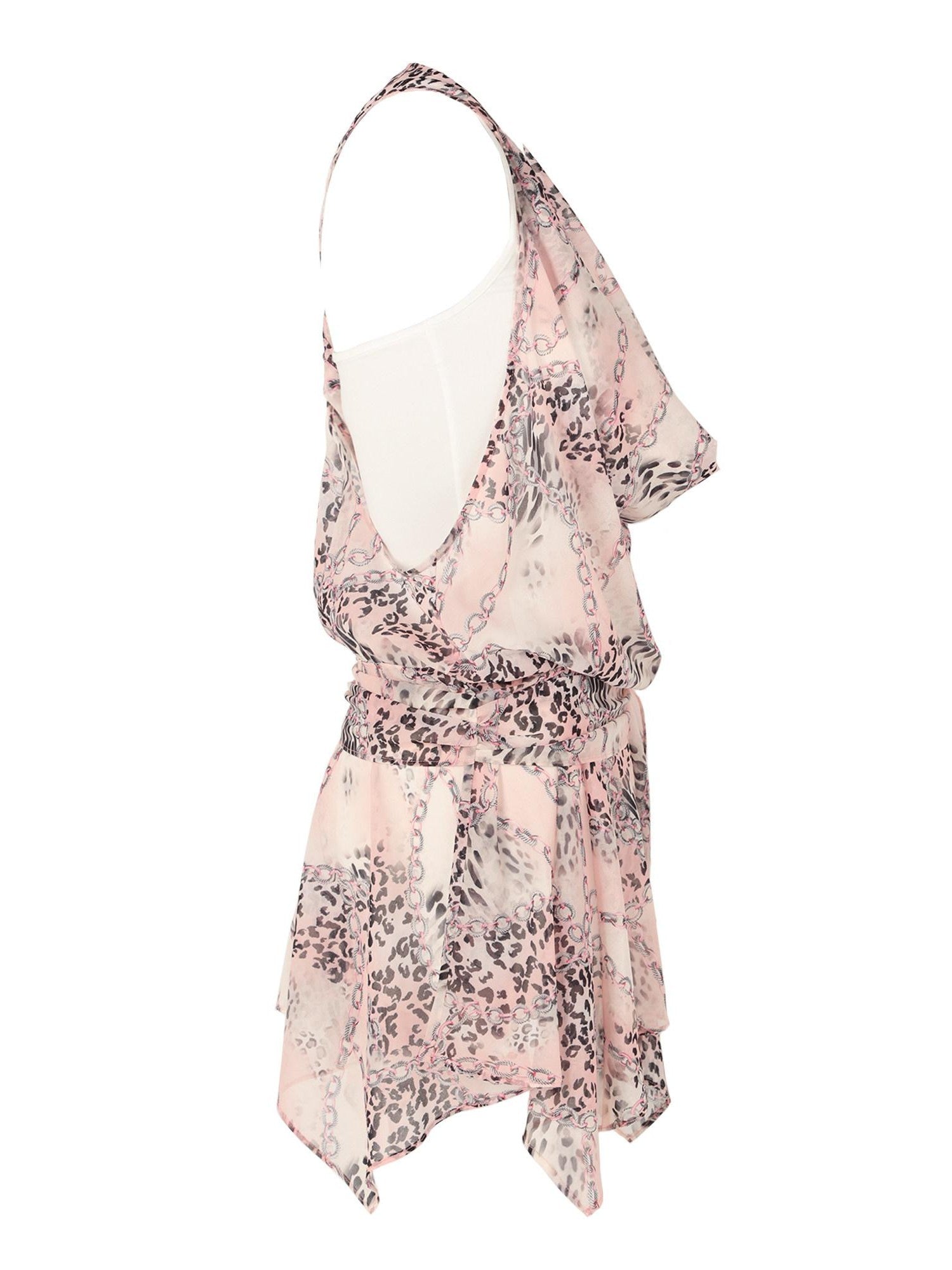 JYOSEI Leopard Print Cowl Neck Tie Waist Women&