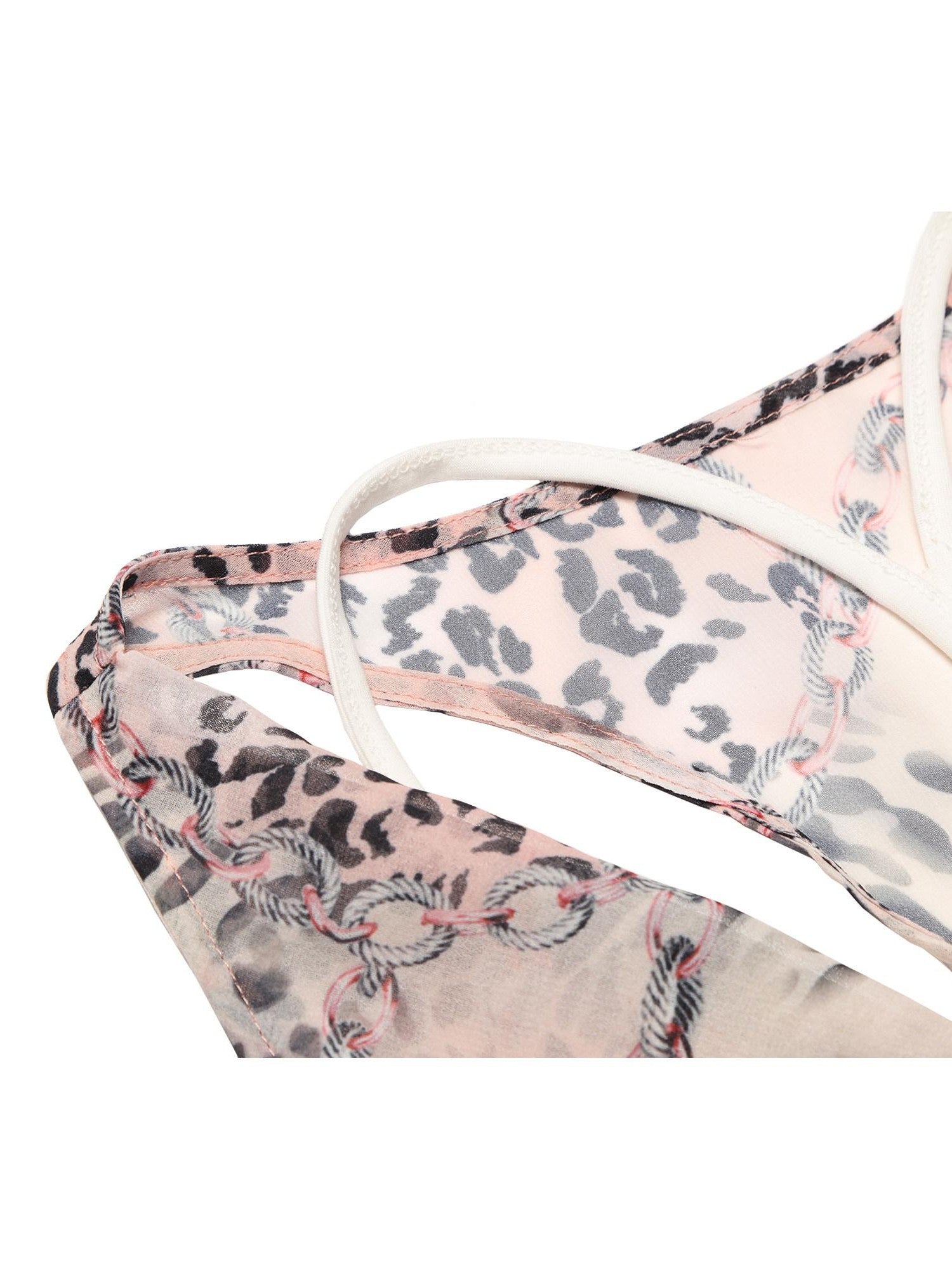 JYOSEI Leopard Print Cowl Neck Tie Waist Women&