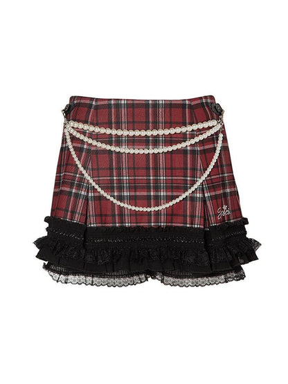 JYOSEI Low Rise Plaid A Line Streetwear Young Women Polyester Mini Skirt