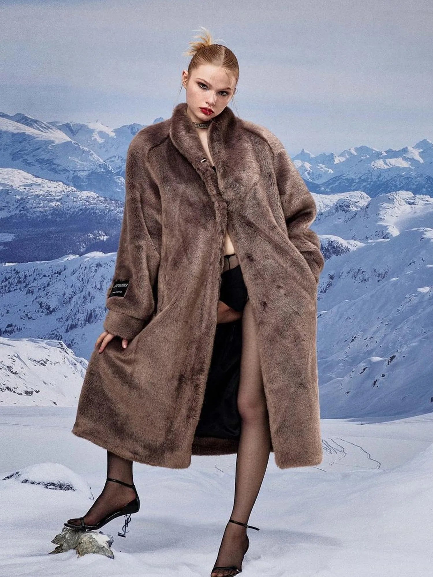 Luxury Long Plush Faux Fur Coat Women Winter Warm