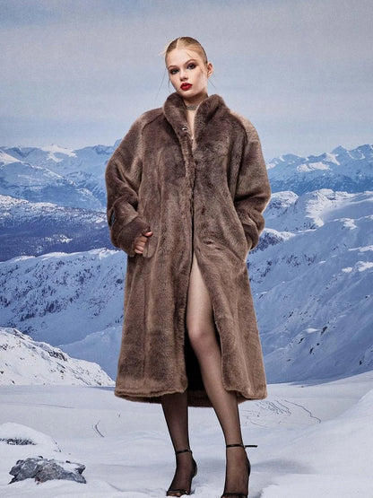 Luxury Long Plush Faux Fur Coat Women Winter Warm