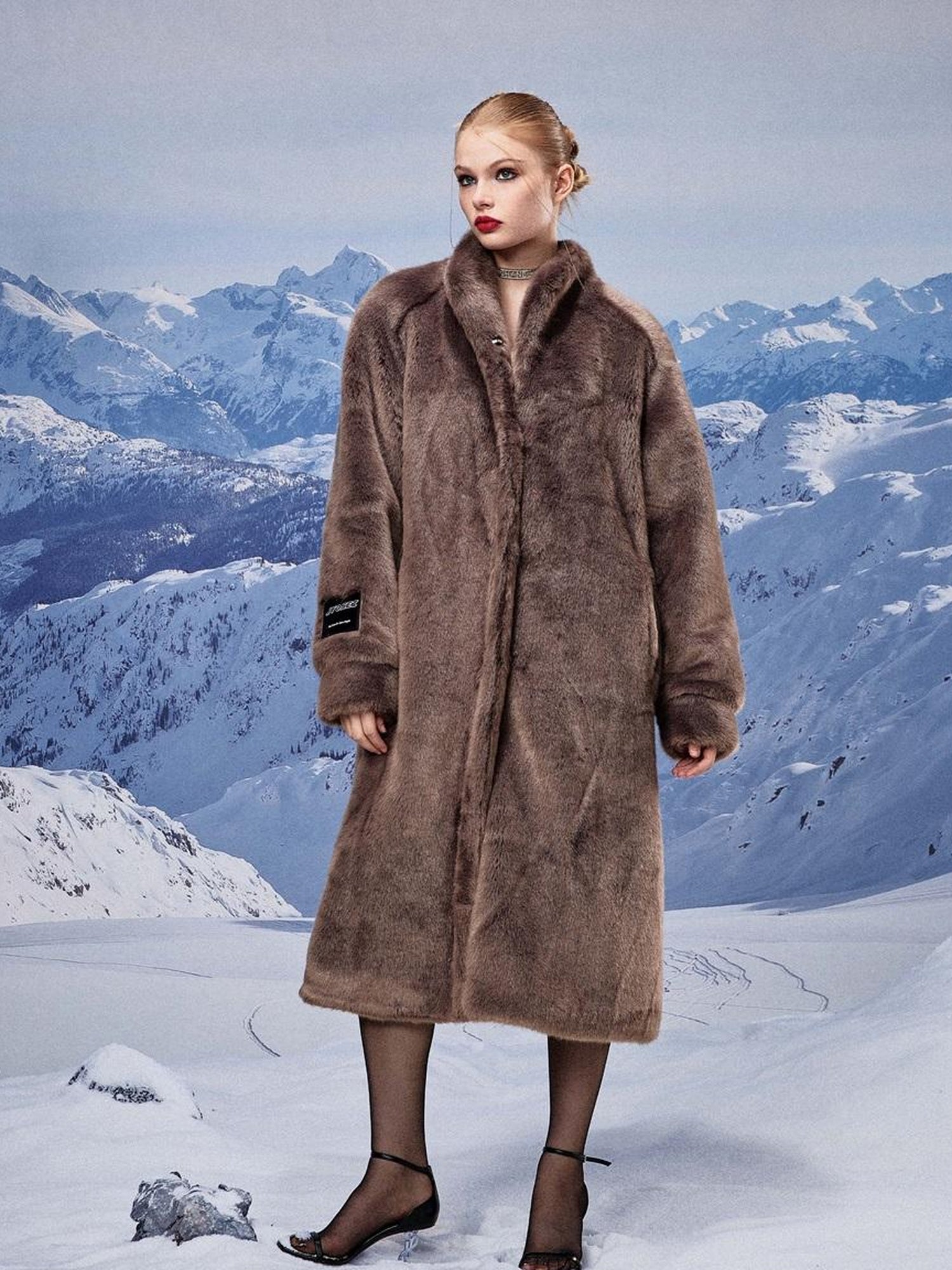 JYOSEI Luxury Long Plush Faux Fur Coat Women Winter Warm