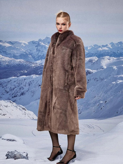 Luxury Long Plush Faux Fur Coat Women Winter Warm
