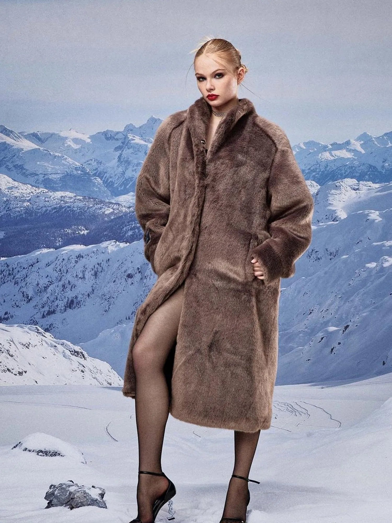 Luxury Long Plush Faux Fur Coat Women Winter Warm