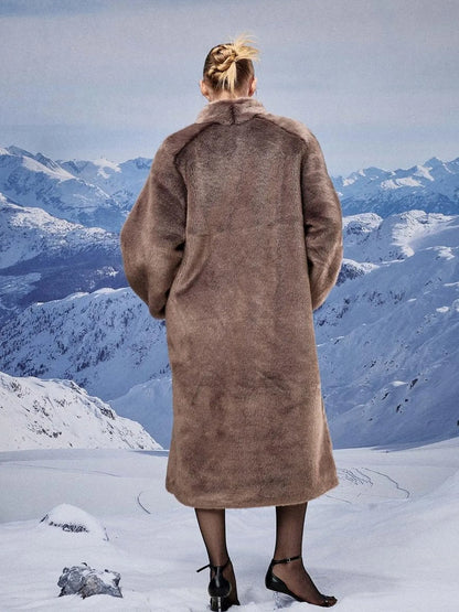 Luxury Long Plush Faux Fur Coat Women Winter Warm