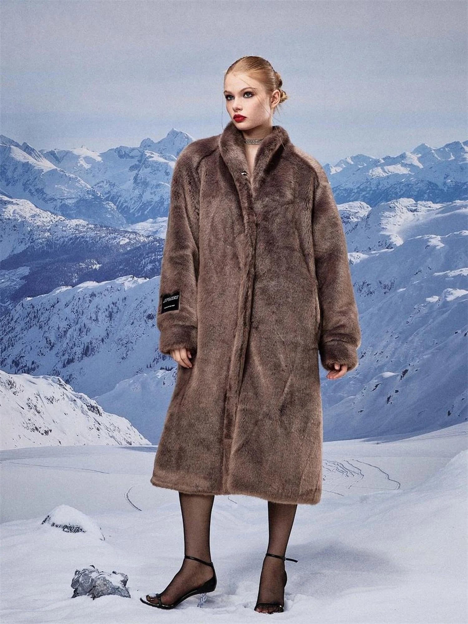 Luxury Long Plush Faux Fur Coat Women Winter Warm