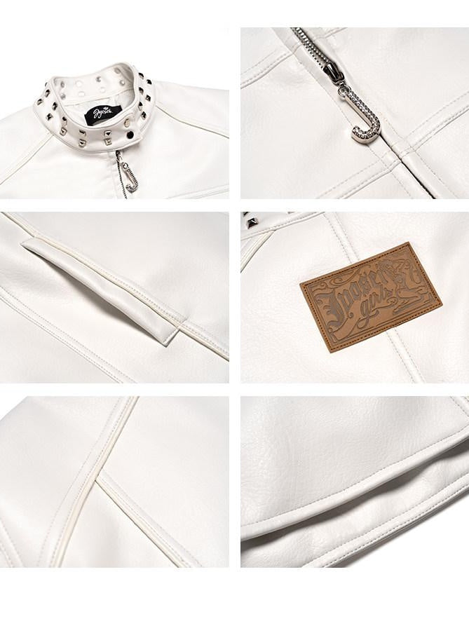 JYOSEI Matte Pu Leather Thick Loose Neutral Street Zip Front Women Puffer Jacket