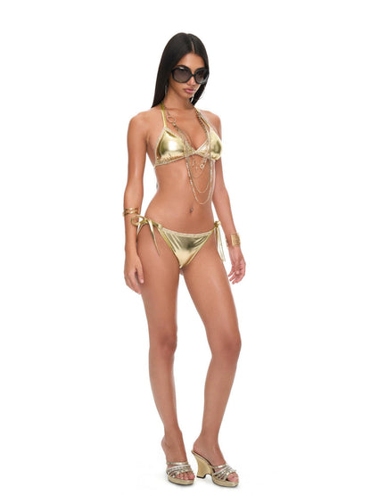 JYOSEI Metallic Gold Coated Tie Strappy Women&