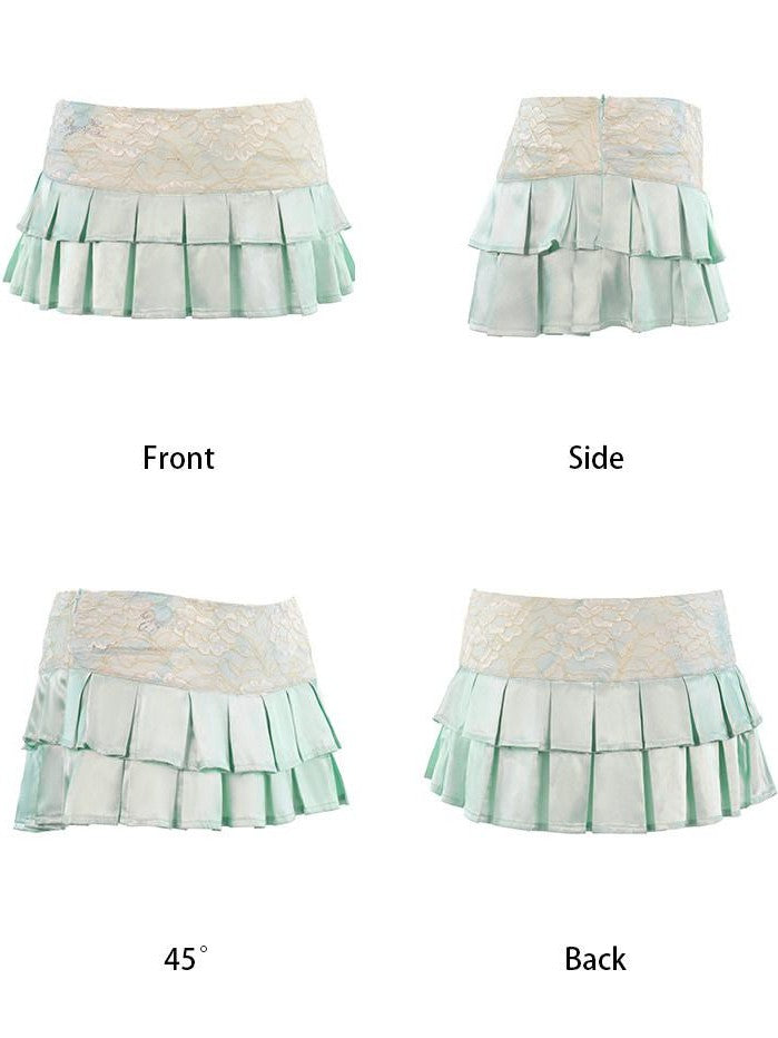 JYOSEI Mint Green Lace Satin Fishbone Corset Women&