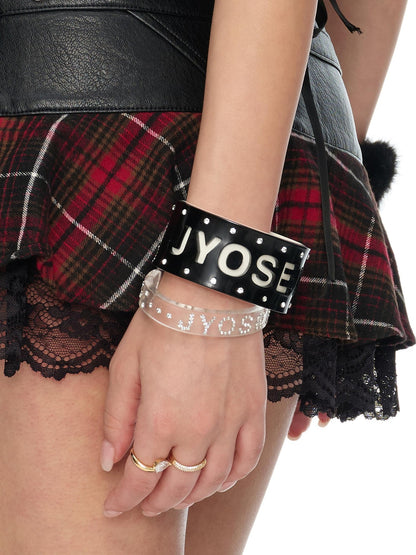 JYOSEI Narrow Transparent Acrylic Diamond Inlaid Open Cuff Women&