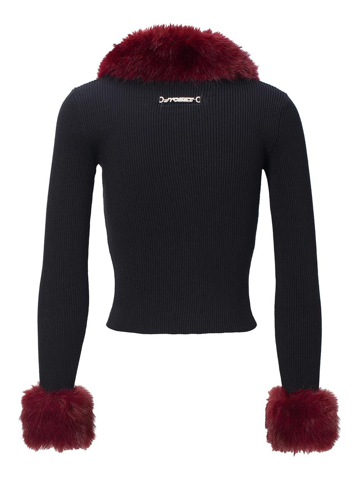 JYOSEI New Year Knit Vest Set with Detachable Fur Trim and Bodycon Skirt