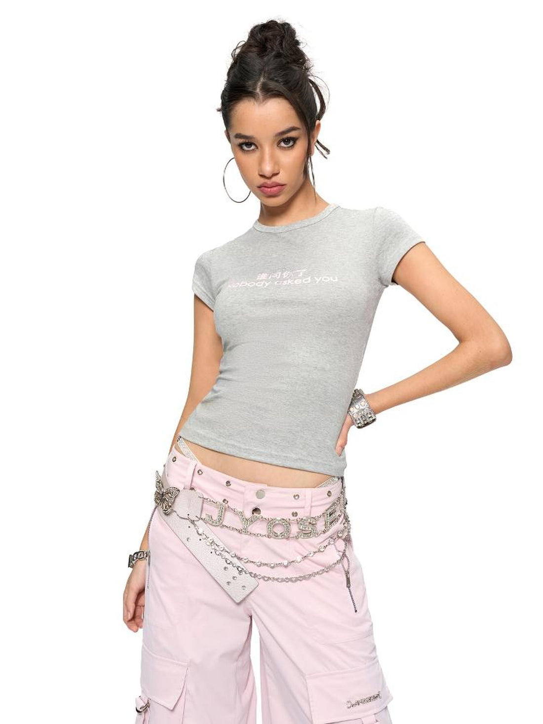 JYOSEI Nobody Asked You Graphic Print Fitted Tee