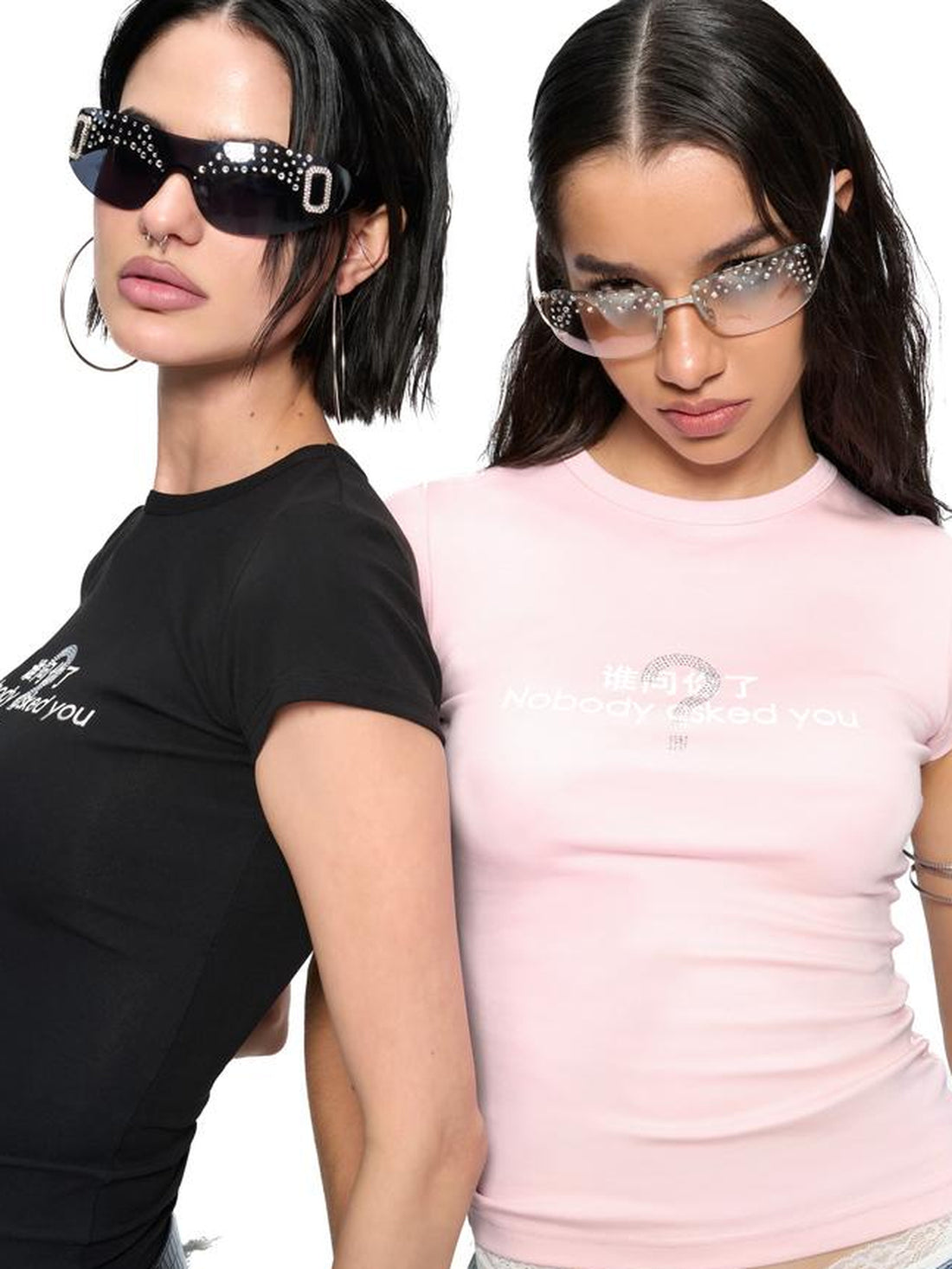 JYOSEI Nobody Asked You Graphic Print Fitted Tee