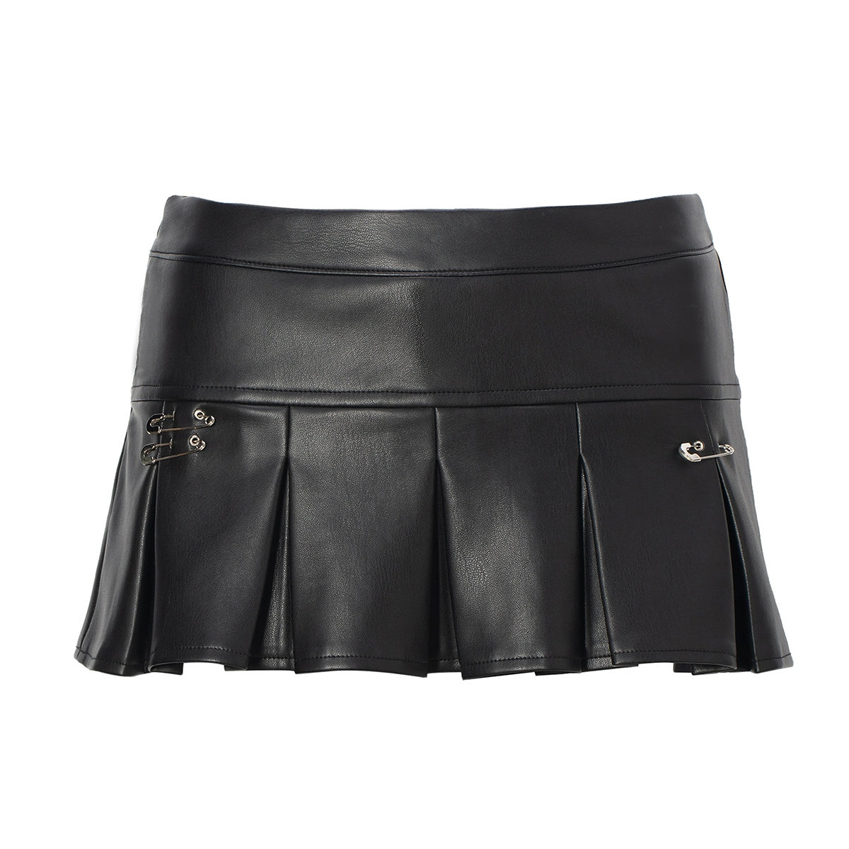 JYOSEI_P_U_Mini_Skirt_with_Eyelet_Pin_Detail_Low_Waist_Stretch_Leather_MISSTT