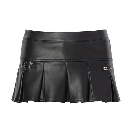 JYOSEI_P_U_Mini_Skirt_with_Eyelet_Pin_Detail_Low_Waist_Stretch_Leather_MISSTT
