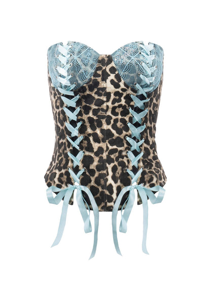 JYOSEI Peacock Blue Lace Deconstructed Zipper Boned Women&