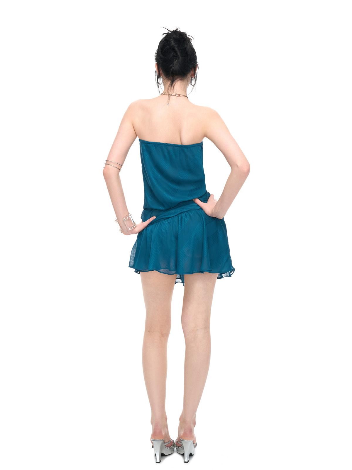 JYOSEI Peacock Blue Rhinestone Backless Draped Women&