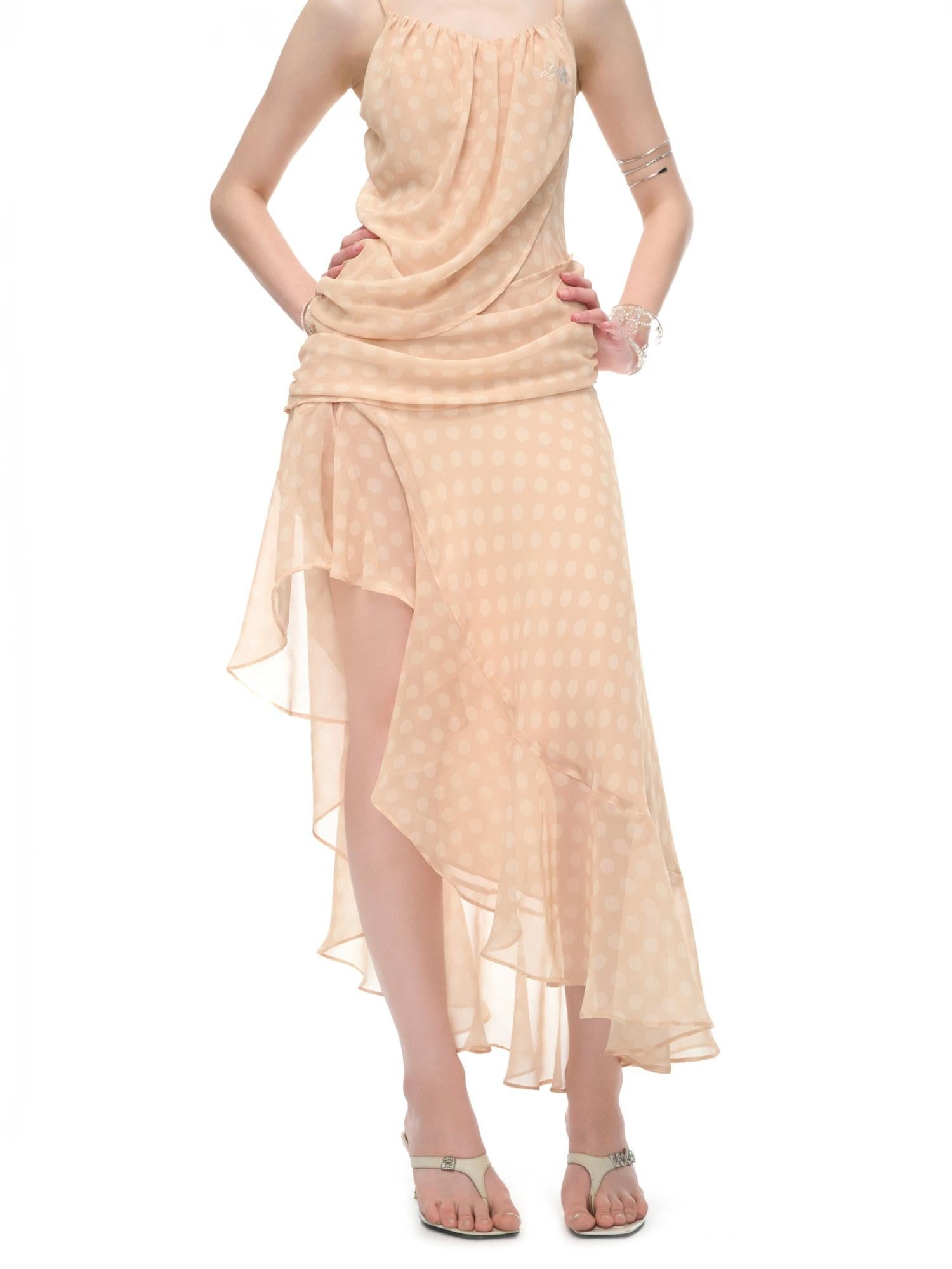 JYOSEI Polka Dot Asymmetric Ruffle Women&