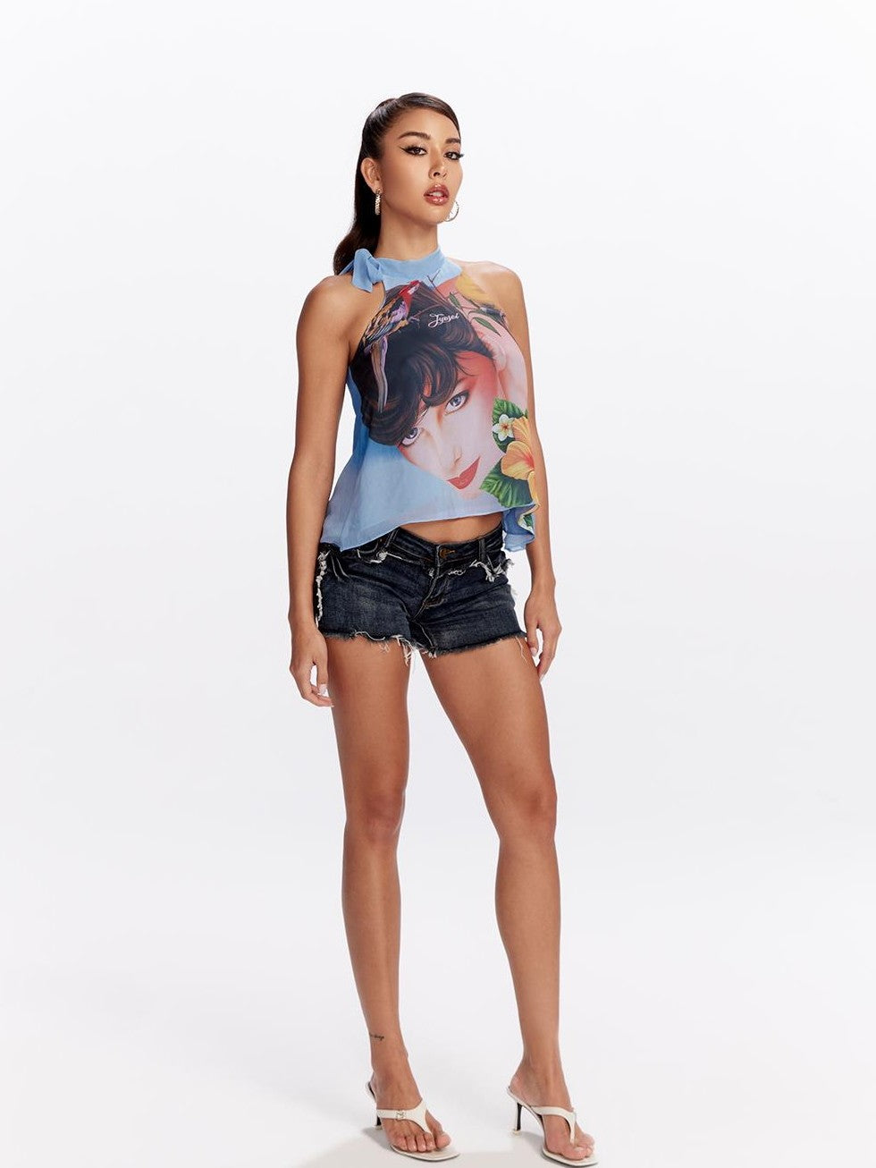 Printed Halter Neck Loose Fit Women&
