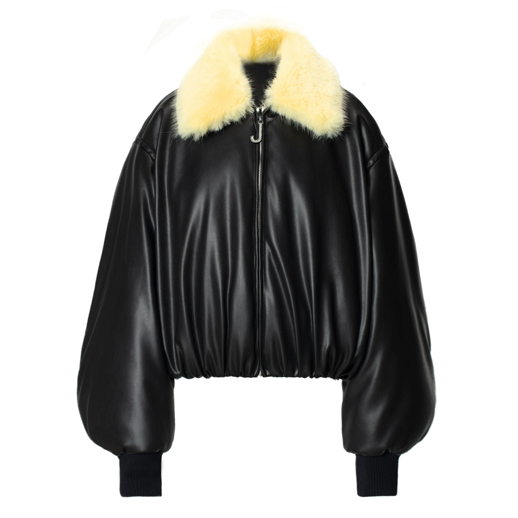 JYOSEI_Pu_Puffer_Jacket_With_Detachable_Goose_Yellow_Faux_Fur_Collar_MISSTT
