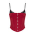 JYOSEI_Red_Black_Patchwork_Lace_Up_Boned_Hooked_V-neck_Women&
