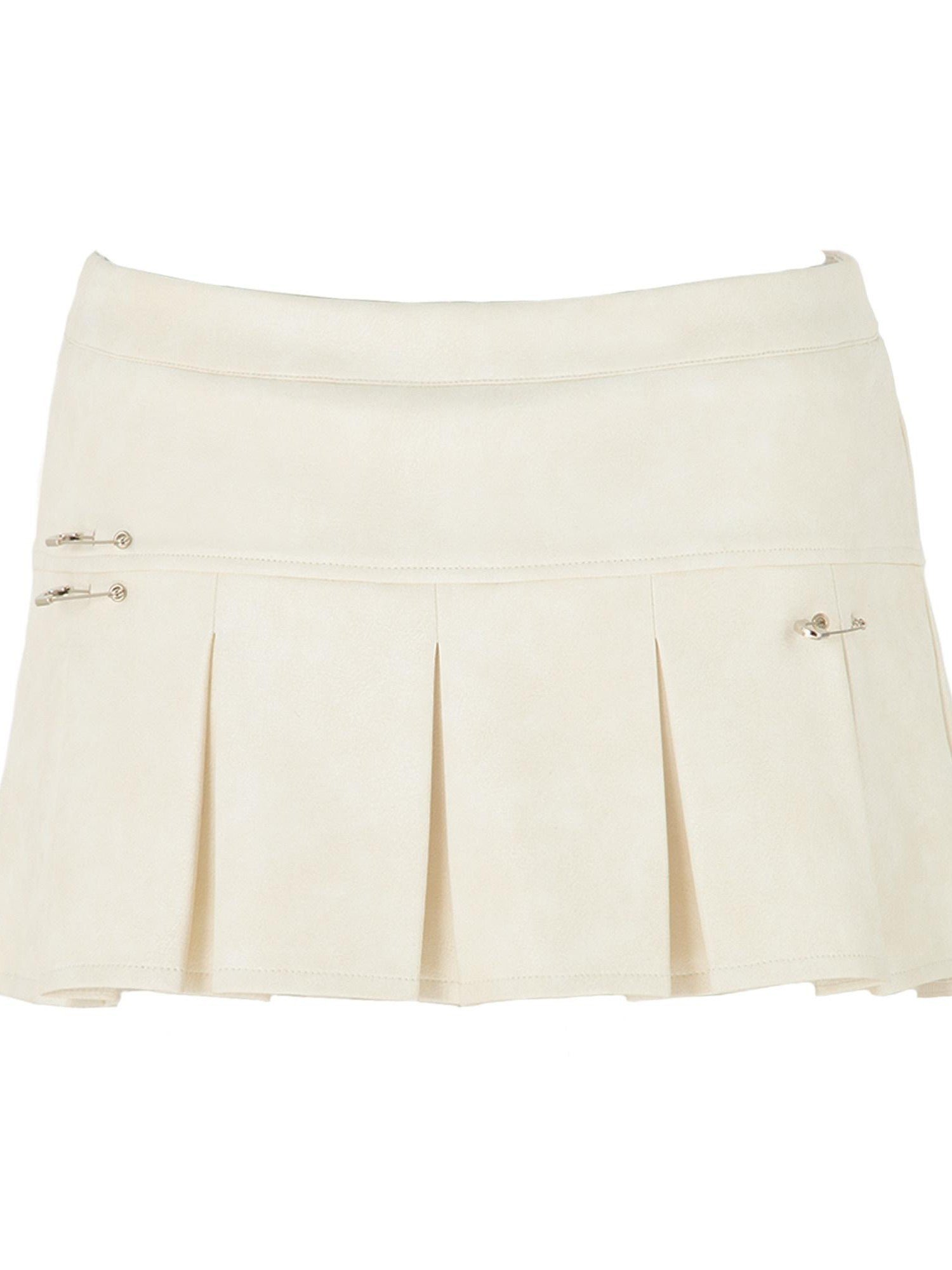JYOSEI Red White Two Tone Pleated Mid Rise Side Zipper Women&