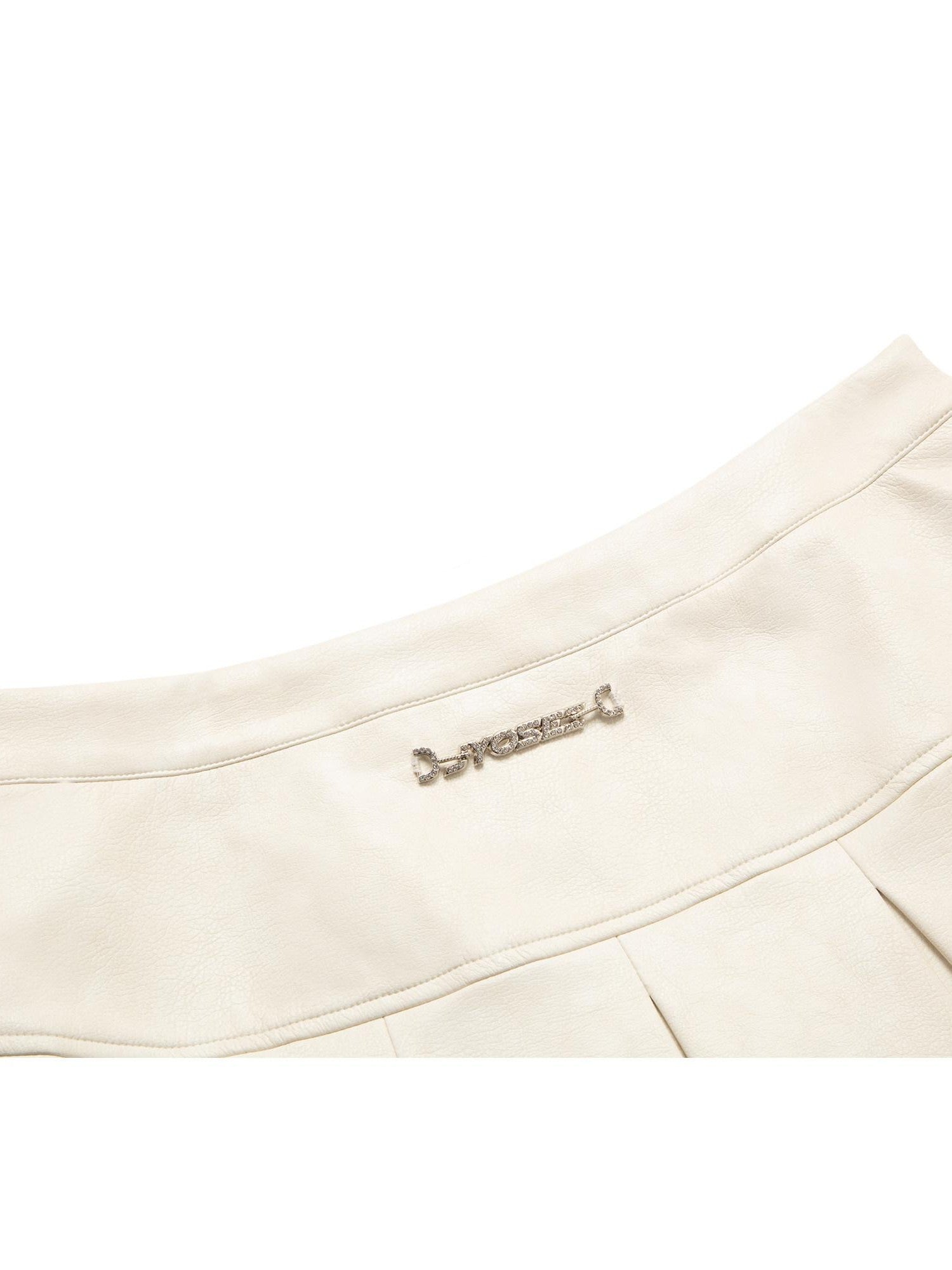 JYOSEI Red White Two Tone Pleated Mid Rise Side Zipper Women&