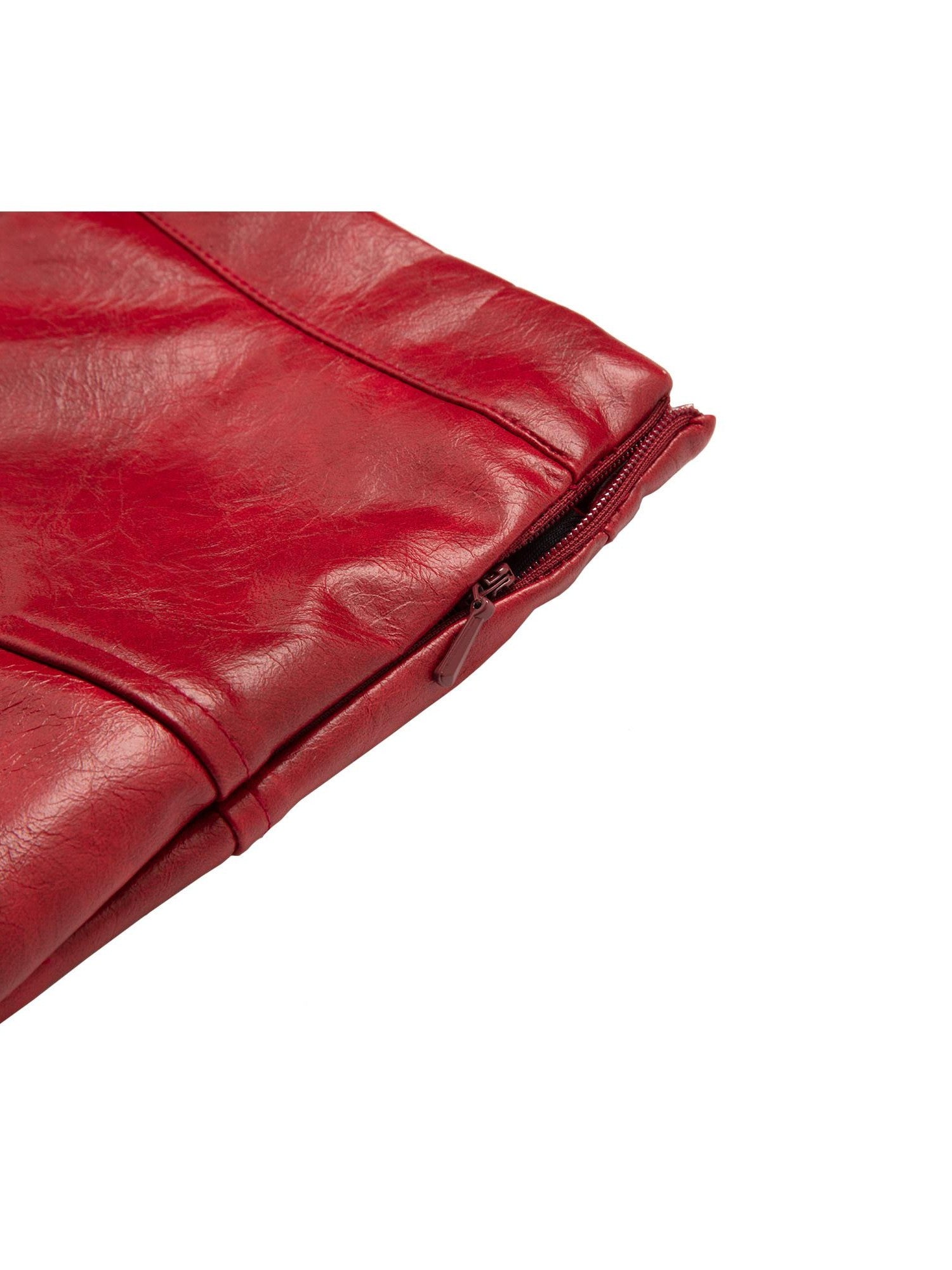 JYOSEI Red White Two Tone Pleated Mid Rise Side Zipper Women&