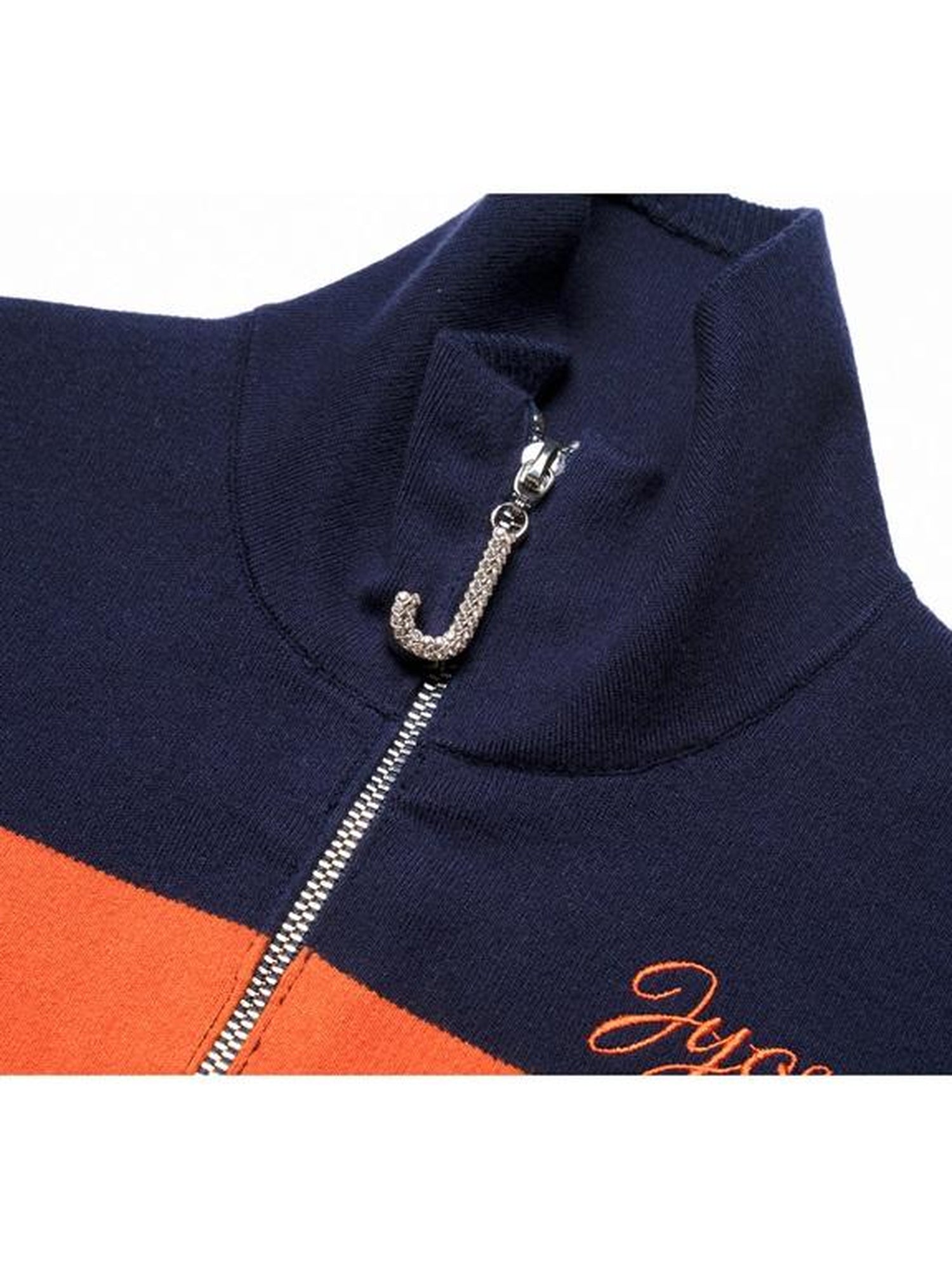 JYOSEI Retro Bella High Neck Cropped Sweater Orange Blue