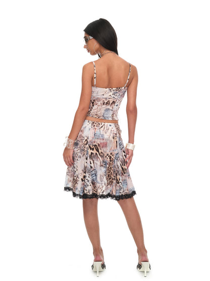 JYOSEI Retro Leopard Print Asymmetric Fishtail Women&