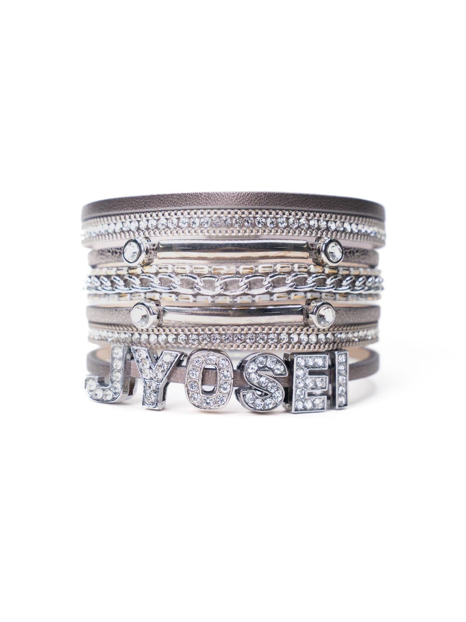JYOSEI Rhinestone Inlaid Multi Layer Chain Magnetic Metal Clasp Women&