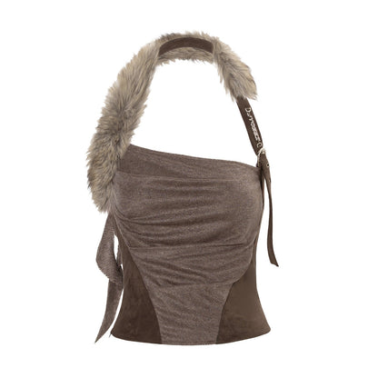 JYOSEI_Sexy_Faux_Leather_Halter_Slim_Fit_Backless_Zipper_Brown_Citywalk_Tank_Tops_MISSTT