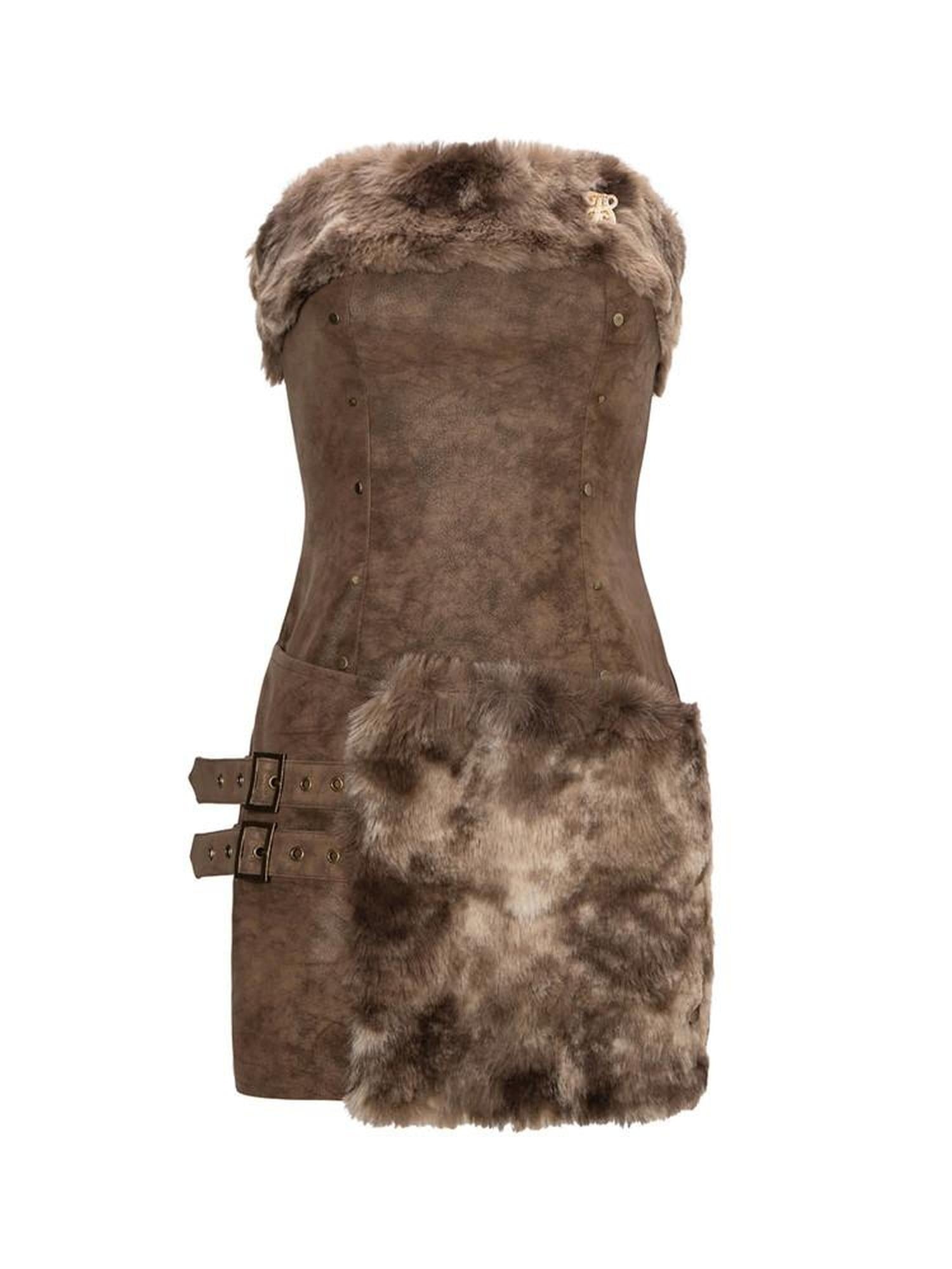 JYOSEI Sexy Pu High Waist Strapless Bodycon Back Zipper Women Party Mini Dresses