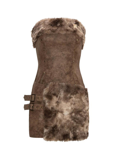 JYOSEI Sexy Pu High Waist Strapless Bodycon Back Zipper Women Party Mini Dresses