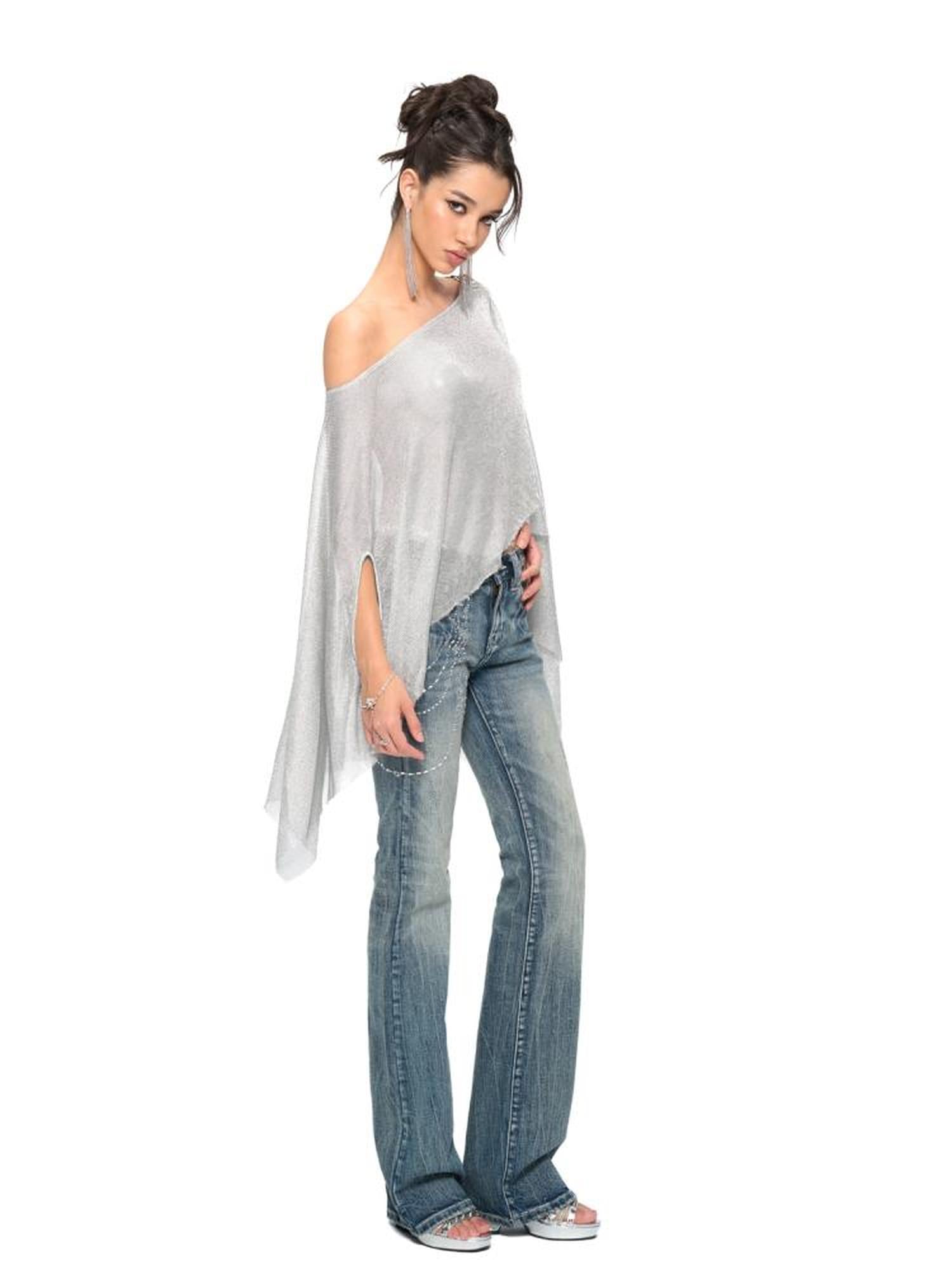 JYOSEI Silver Metallic Asymmetric Cut Out Beach Cover Up