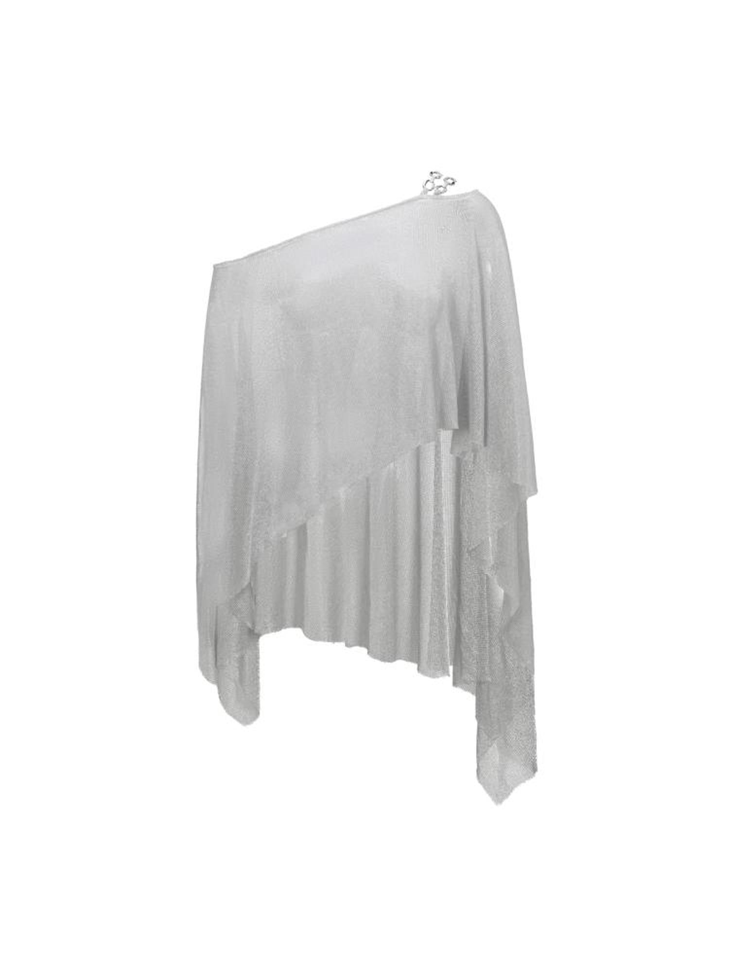 JYOSEI Silver Metallic Asymmetric Cut Out Beach Cover Up