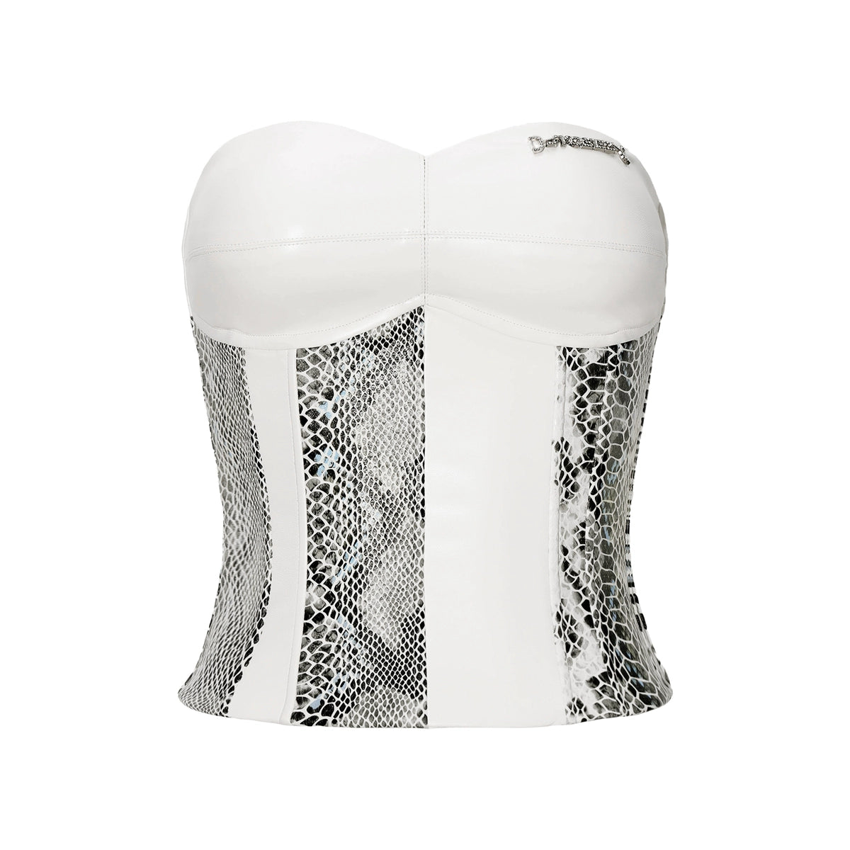 JYOSEI_Snake_Print_PU_Corset_Top_with_Boning_and_Padded_Bust_MISSTT