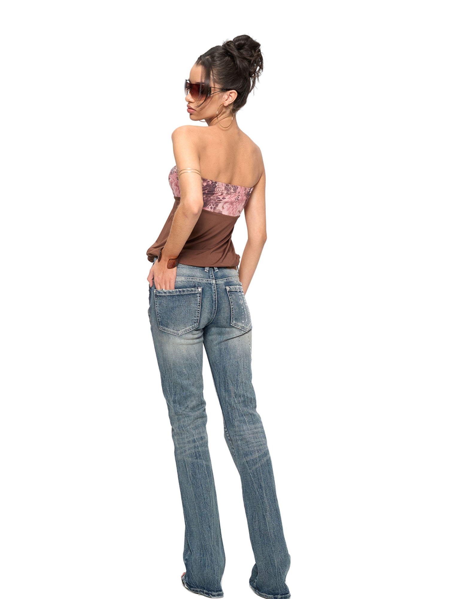 JYOSEI Snake Print Stretch Suede Bustier Top