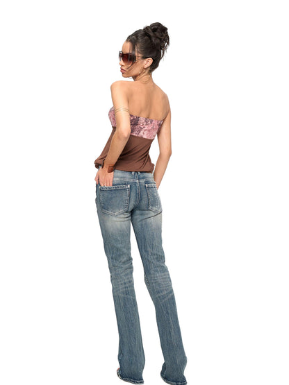JYOSEI Snake Print Stretch Suede Bustier Top