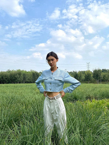 JYOSEI Soft 96% Cotton High Waist Straight Leg European Chic Young Women Ivory Pants